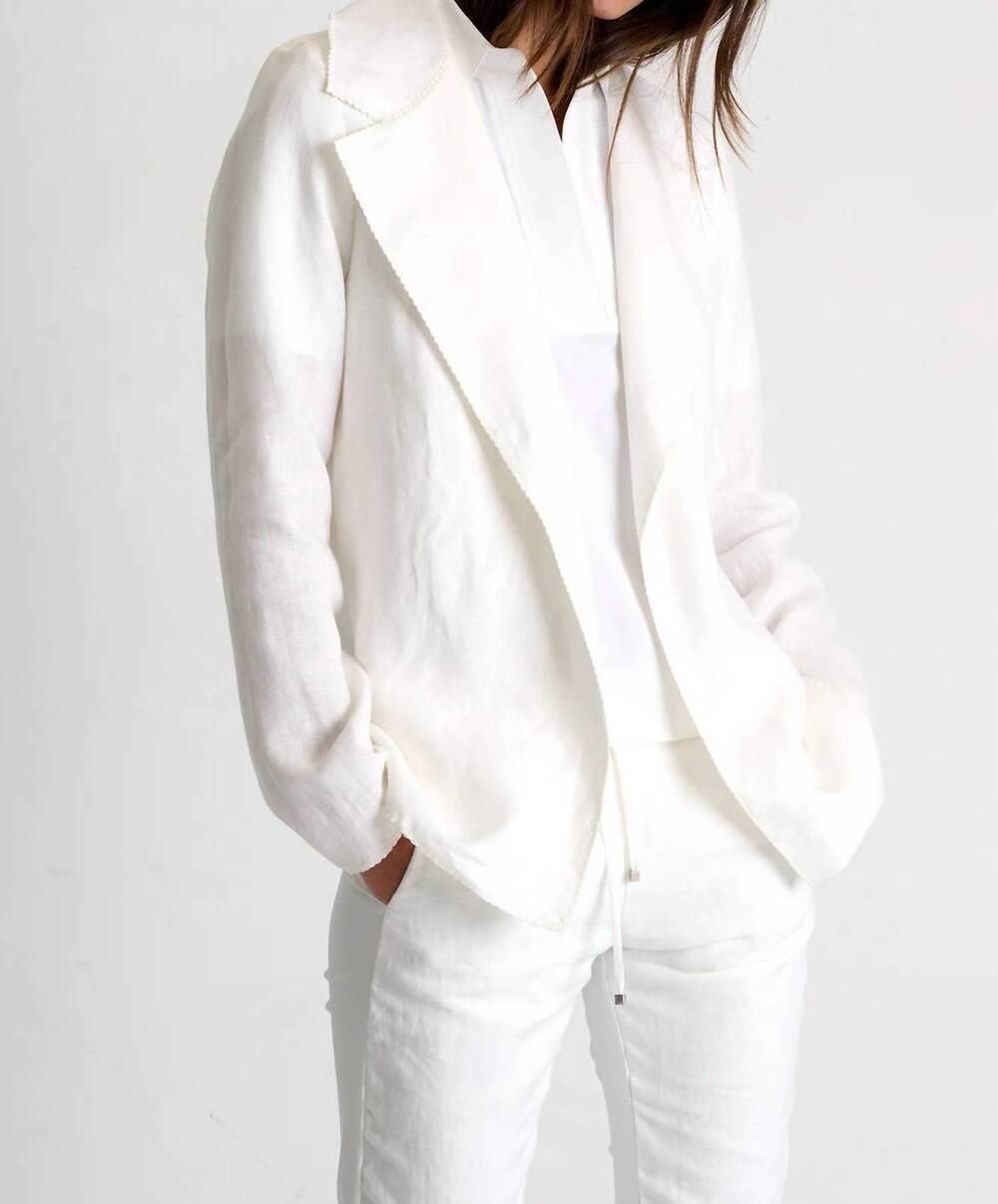 NEW SHAN long sleeve open front blazer in cream